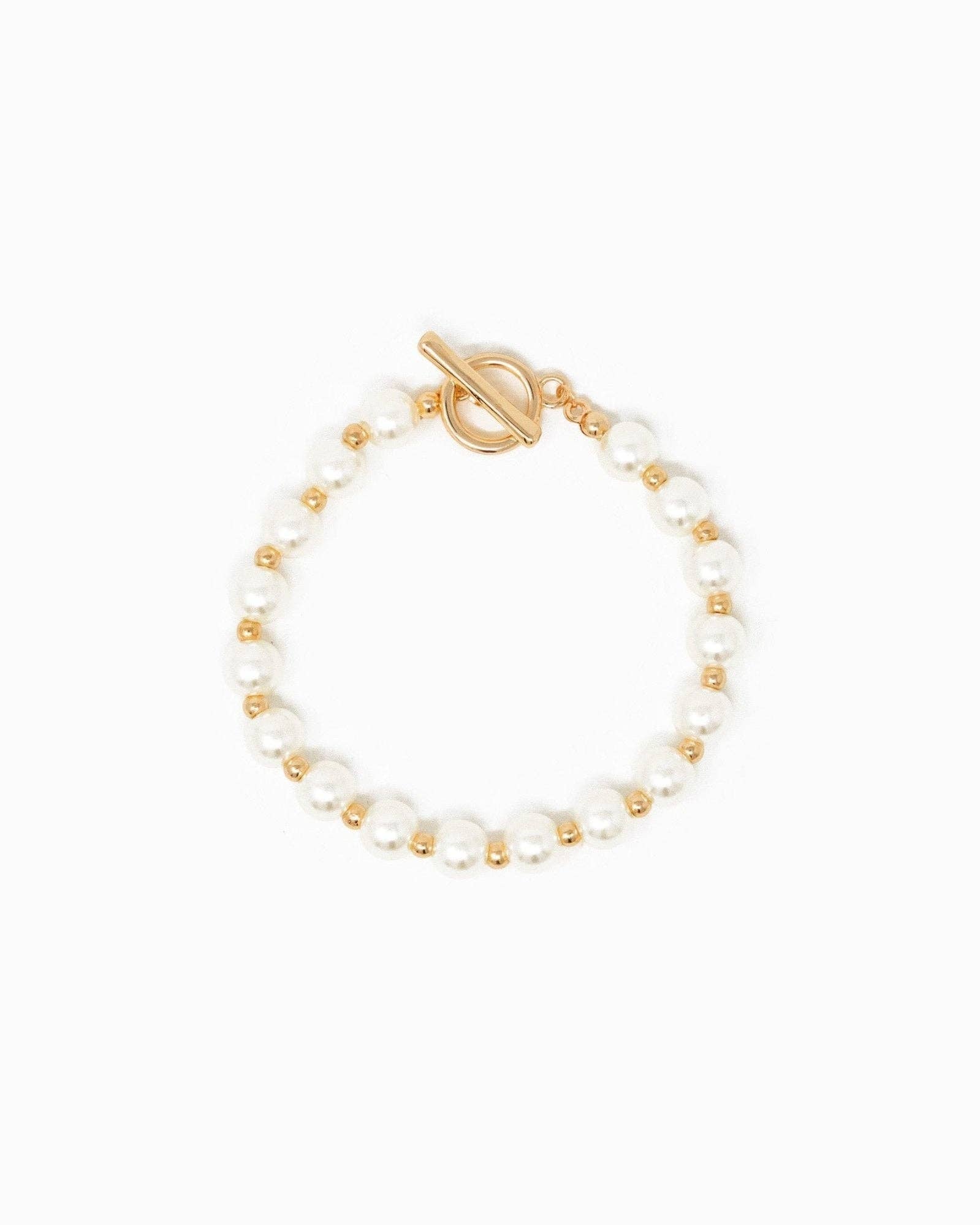 Pearl and Patterned Bead Bracelet
