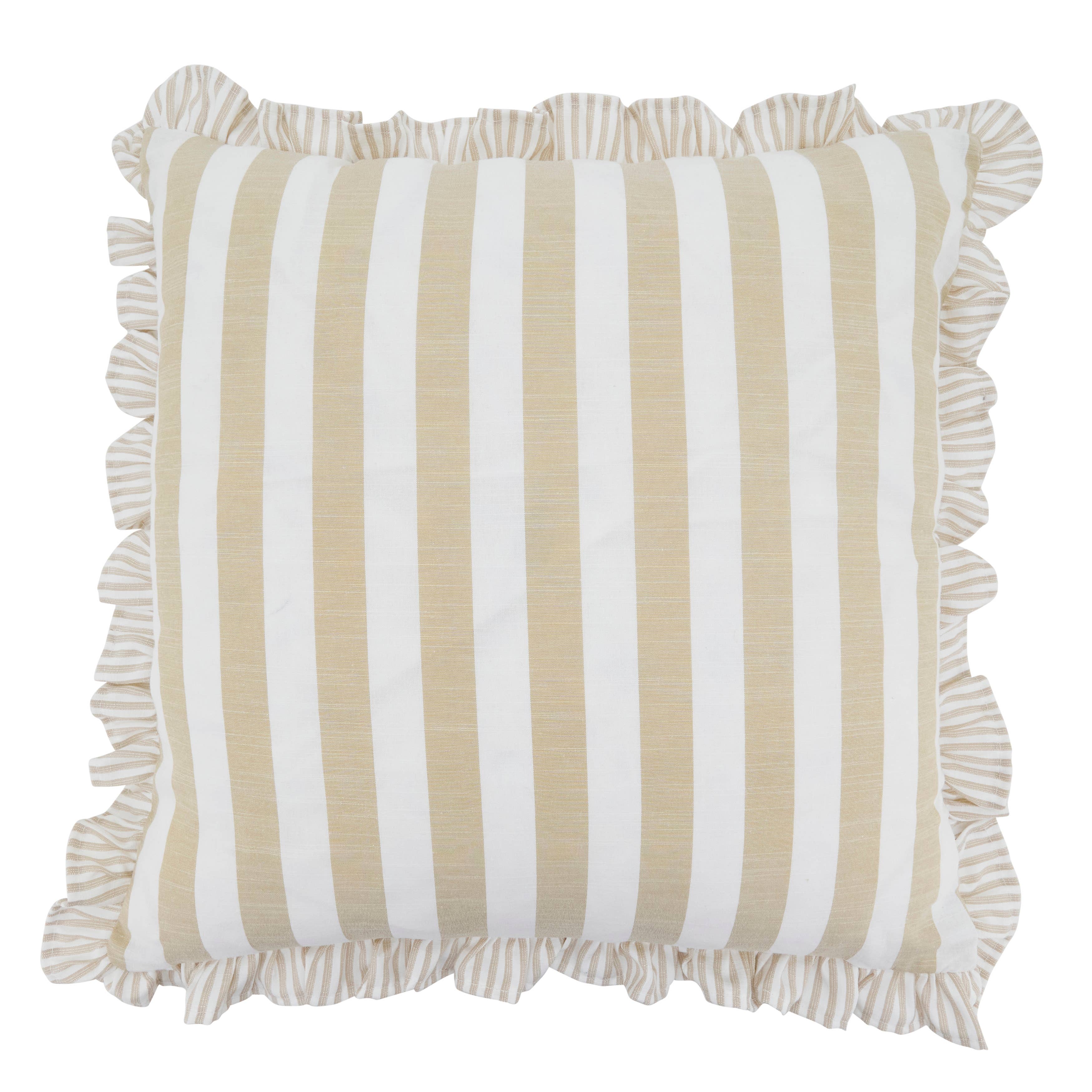 18x18 Stripe Ruffle Pillow Cover