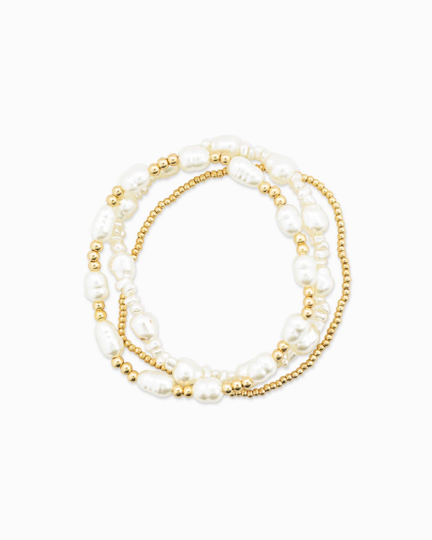Pearl and Gold Bracelet Set