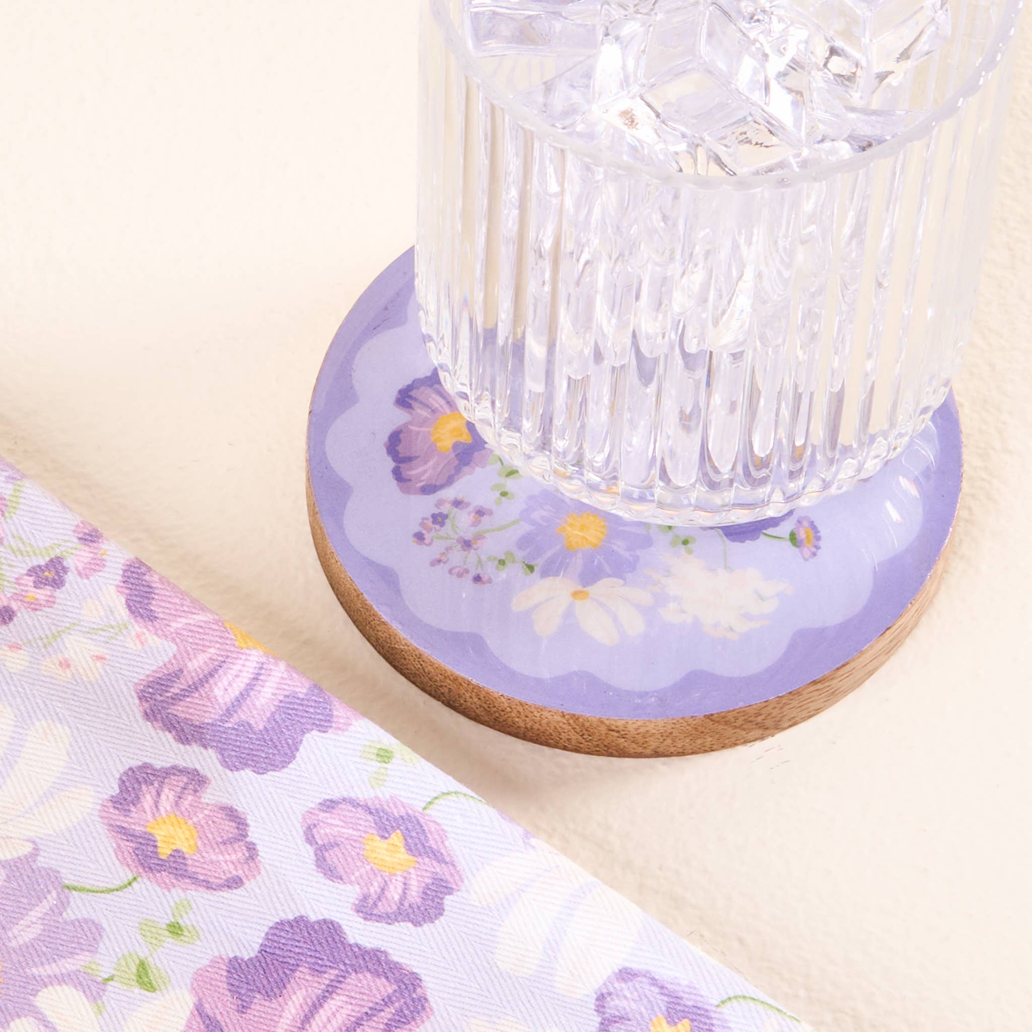 Wood Enamel Coaster-Bouquet Beauty Purple