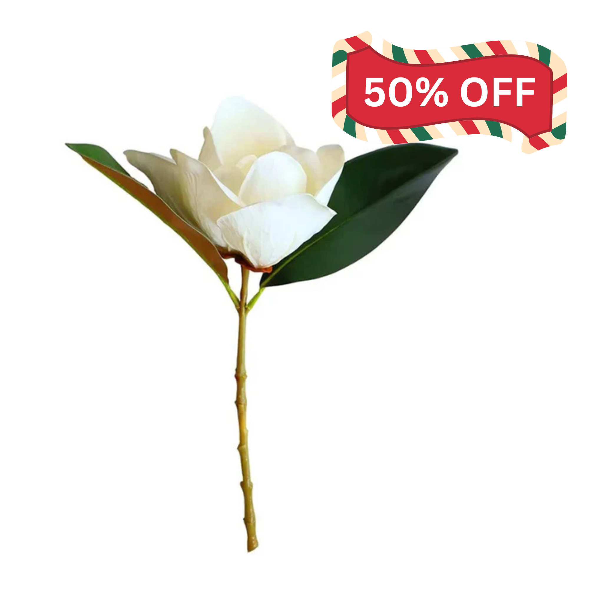 Faux Magnolia Flower with Leaves
